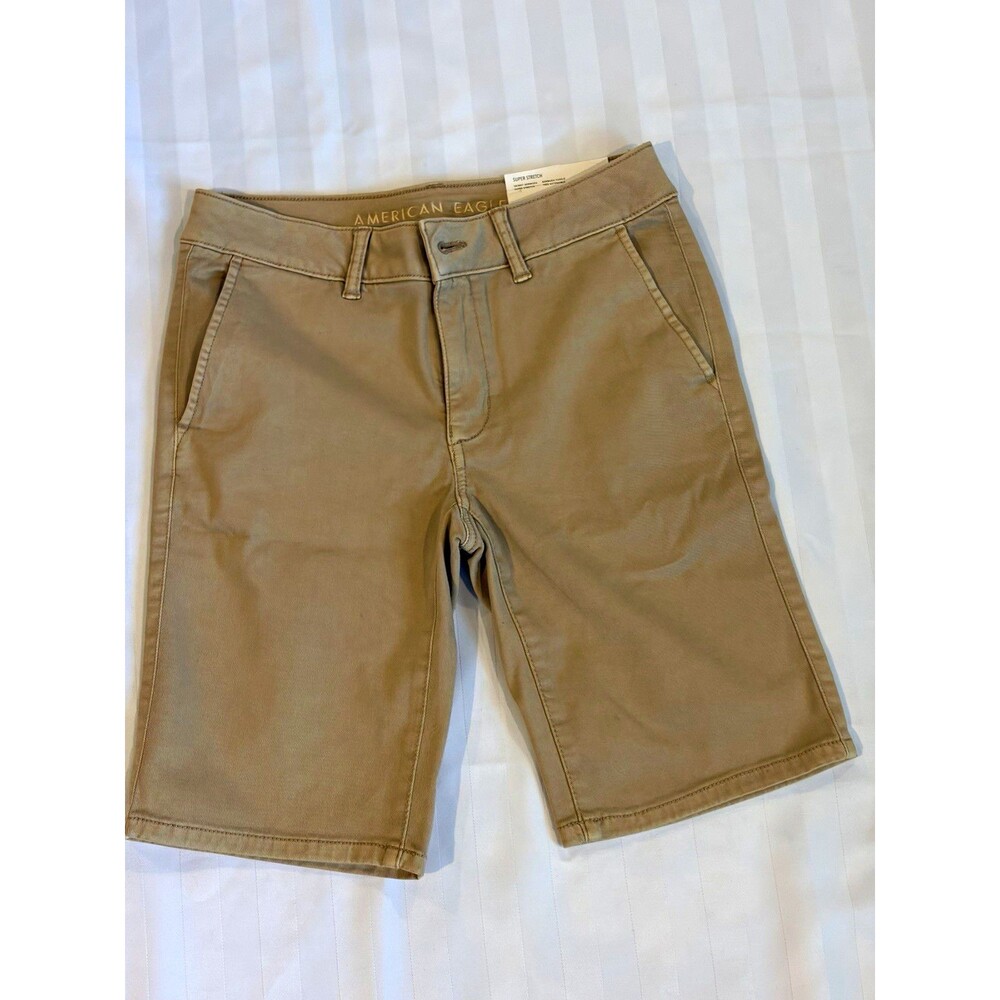 American Eagle Super Stretch Skinny Low Rise Bermuda Beige Twill Shorts 2
